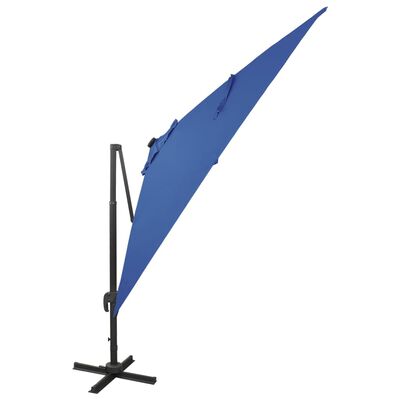 vidaXL Konzolový slunečník s tyčí a LED světly azurový 300 cm