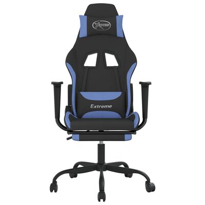 vidaXL Herní židle s podnožkou černá a modrá textil