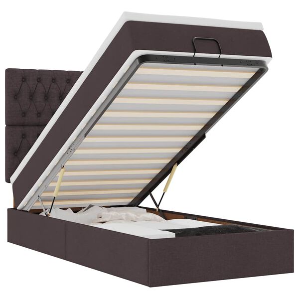 vidaXL Osmansk&yacute; r&aacute;m postele s matrac&iacute; tmavě &scaron;ed&aacute; 90x190cm textil