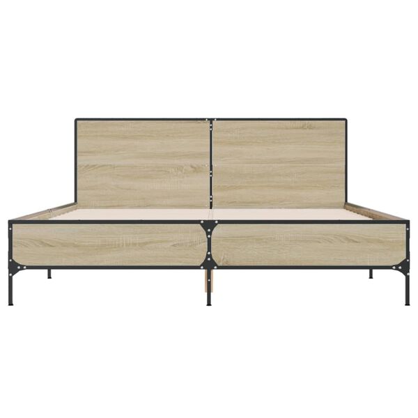 vidaXL Rám postele dub sonoma 150 x 200 cm kompozitní dřevo a kov