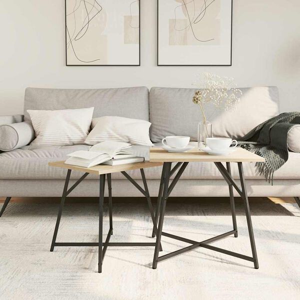 vidaXL Sada odkl&aacute;dac&iacute;ch stolků 2 pcs Sonoma dub a čern&aacute;