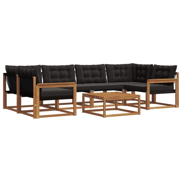 vidaXL Venkovn&iacute; pohovkov&aacute; souprava s pol&scaron;t&aacute;řem 7 pcs Přirozen&aacute; a čern&aacute;