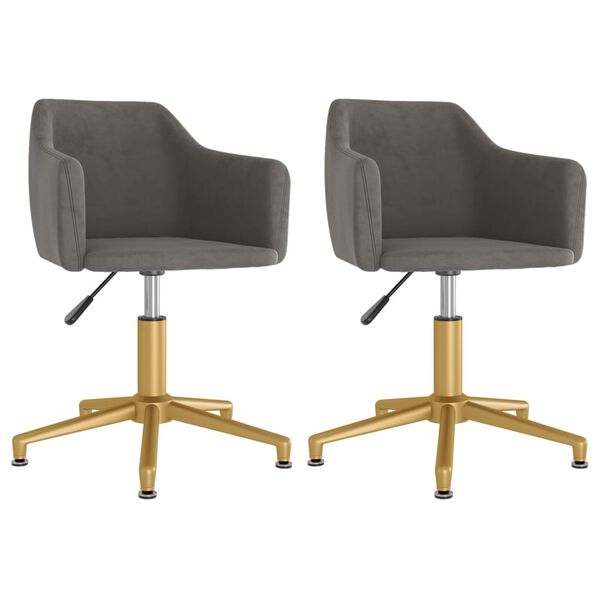 vidaXL Otočn&eacute; j&iacute;deln&iacute; židle 2 ks tmavě &scaron;ed&eacute; samet