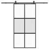 vidaXL Posuvn&eacute; dveře se sadou kov&aacute;n&iacute; čern&eacute; 102,5x205 cm Tvrzen&eacute; sklo