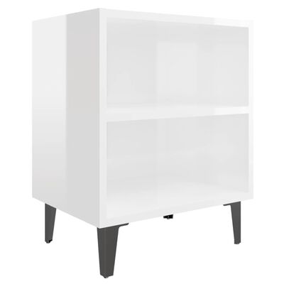 vidaXL Noční stolek s kovovými nohami lesklý bílý 40 x 30 x 50 cm