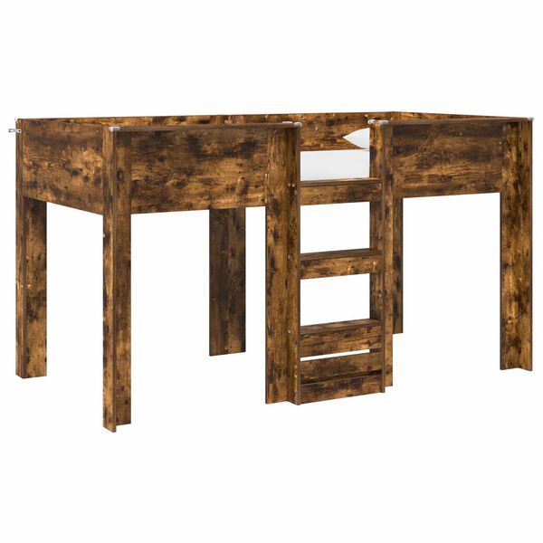 vidaXL Patrov&aacute; postel pro děti s matrac&iacute; Kouřov&yacute; dub 100 x 200 cm