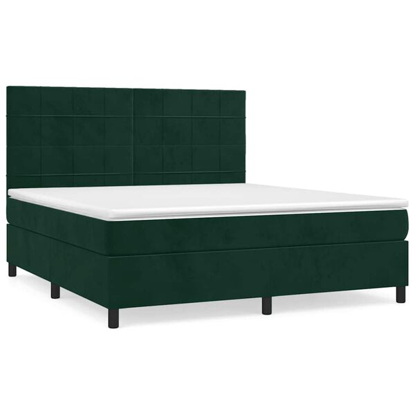 vidaXL Box spring postel s matrac&iacute; tmavě zelen&aacute; 180x200 cm samet