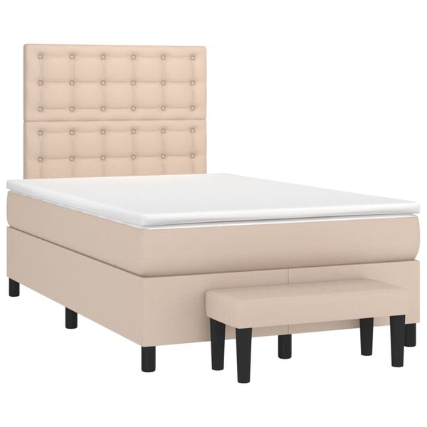 vidaXL Box spring postel s matrac&iacute; cappuccino 120x200 cm uměl&aacute; kůže