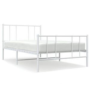 vidaXL Kovov&yacute; r&aacute;m postele s hlavov&yacute;m a nožn&iacute;m čelem b&iacute;l&yacute; 75 x 190 cm
