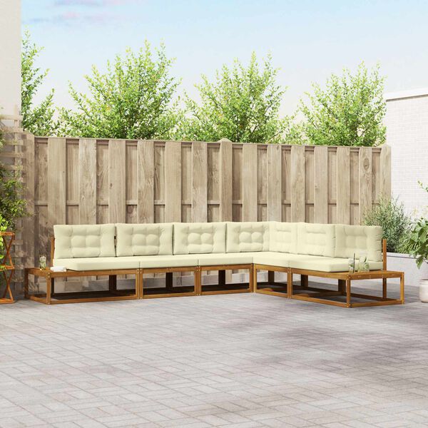 vidaXL Venkovn&iacute; pohovkov&aacute; souprava 6 Kus Přirozen&aacute; a Kr&eacute;mov&aacute;