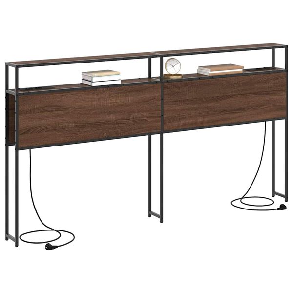 vidaXL &Uacute;ložn&eacute; čelo postele s polic&iacute; Hněd&yacute; dub 200 cm Kompozitn&iacute; dřevo