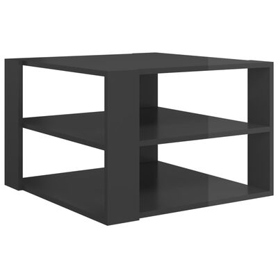 vidaXL Konferenční stolek šedý vysoký lesk 60 x 60 x 40 cm dřevotříska