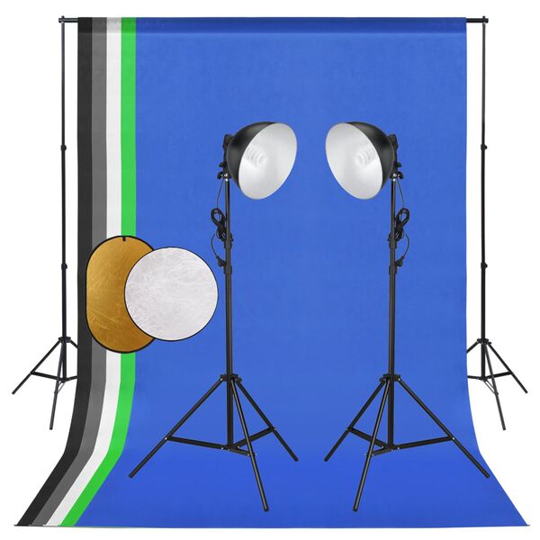 vidaXL Foto studio set s osvětlen&iacute;m, fotopozad&iacute;m a reflektorem
