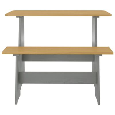 vidaXL Jídelní stůl s lavicí medově hnědý a šedý masivní borové dřevo