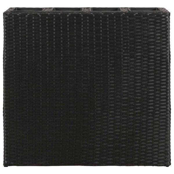 vidaXL Zahradní vyvýšený truhlík se 4 květináči 2 ks polyratan černý