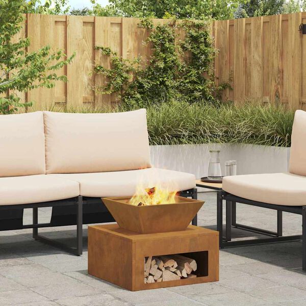 vidaXL Ohniště Rezavá 50 x 50 x 40 cm Povětrnostně odolná ocel