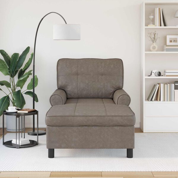 vidaXL Chaise Lounge s pol&scaron;t&aacute;řem &Scaron;ed&aacute; 91 x 157 x 91 cm Uměl&aacute; kůže