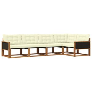 vidaXL Venkovn&iacute; pohovkov&aacute; souprava 5 pcs Přirozen&aacute; a Kr&eacute;mov&aacute;