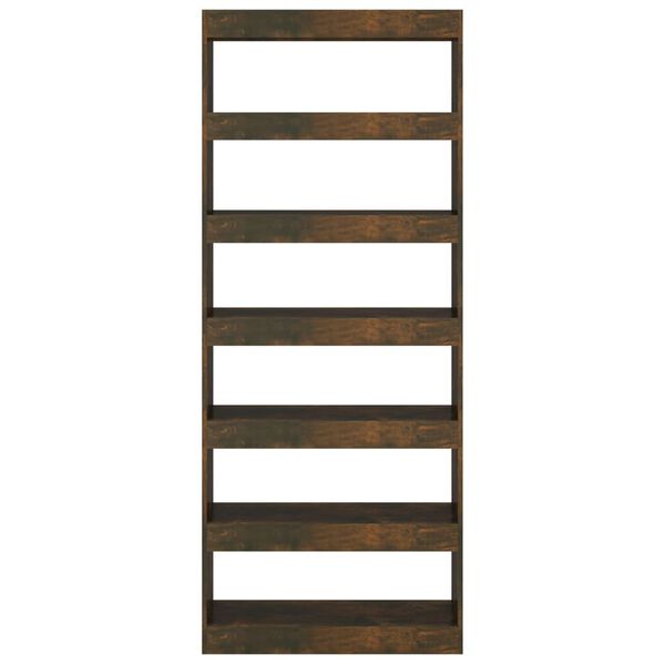 vidaXL Knihovna/dělic&iacute; stěna kouřov&yacute; dub 80x30x198 cm kompozitn&iacute; dřevo