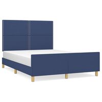 vidaXL Rám postele s čelem modrý 140 x 200 cm textil