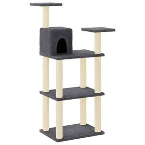 vidaXL &Scaron;krabadlo pro kočky se sisalov&yacute;mi sloupky tmavě &scaron;ed&eacute; 118,5 cm