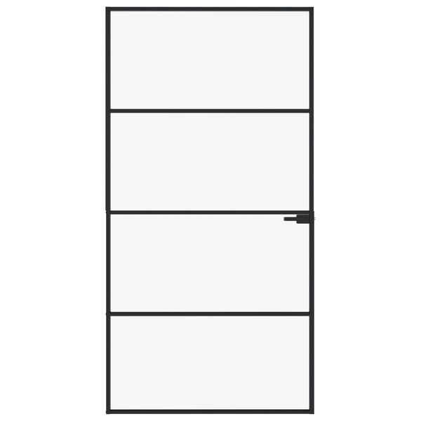 vidaXL Interi&eacute;rov&eacute; dveře čern&eacute; 102x201,5 cm tvrzen&eacute; sklo a hlin&iacute;k &uacute;zk&eacute;