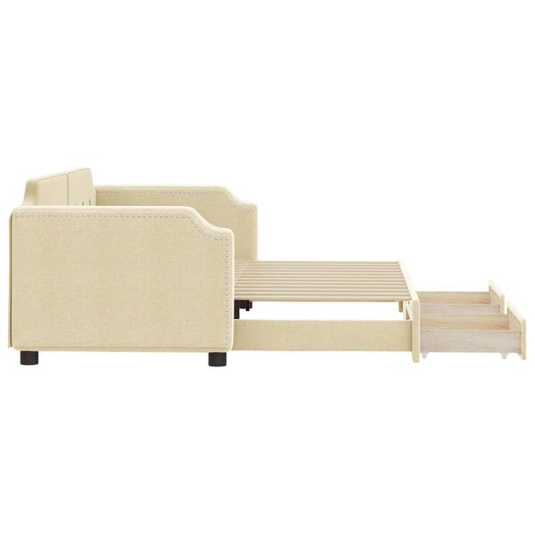 vidaXL Válenda s přistýlkou a zásuvkami krémová 90 x 200 cm textil