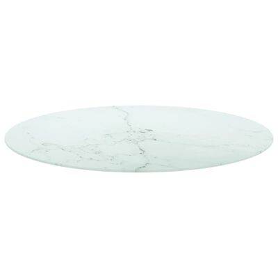 vidaXL Stolní deska bílá Ø 90 x 1 cm tvrzené sklo mramorový design