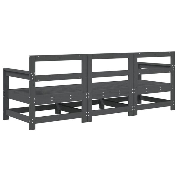 vidaXL 3dílná zahradní sedací souprava šedá masivní borovice