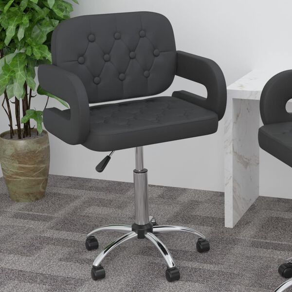 vidaXL Otočn&aacute; j&iacute;deln&iacute; židle čern&aacute; uměl&aacute; kůže