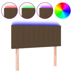 vidaXL Čelo postele s LED tmavě hněd&eacute; 80 x 5 x 78/88 cm textil
