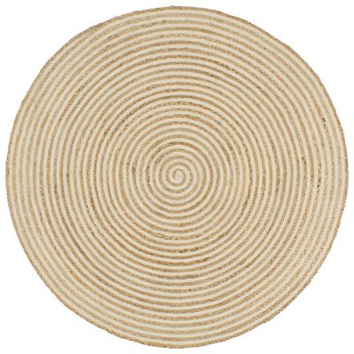 vidaXL Ručně vyrobený koberec z juty spirálový design bílý 90 cm
