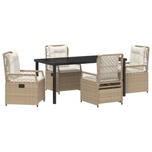 vidaXL Zahradn&iacute; j&iacute;deln&iacute; souprava 5 pcs Beige a kr&eacute;mov&aacute; b&iacute;l&aacute; polyratan