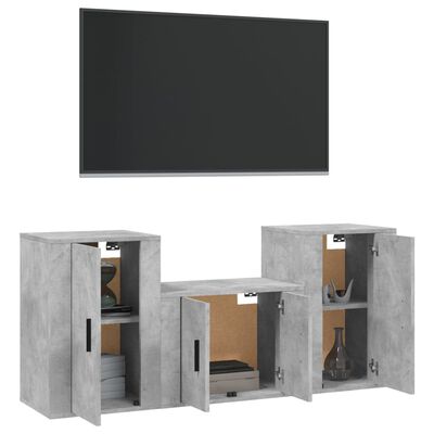 vidaXL 3dílný set TV skříněk betonově šedý kompozitní dřevo