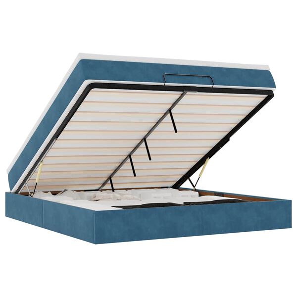 vidaXL Osmansk&yacute; r&aacute;m postele s matrac&iacute; tmavě modr&aacute; 160x200cm samet