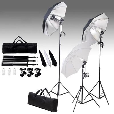 vidaXL Sada studiových světel 24 wattů se stativy a deštníky