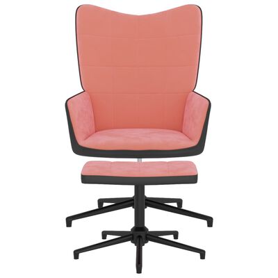 vidaXL Relaxační křeslo se stoličkou růžové samet a PVC