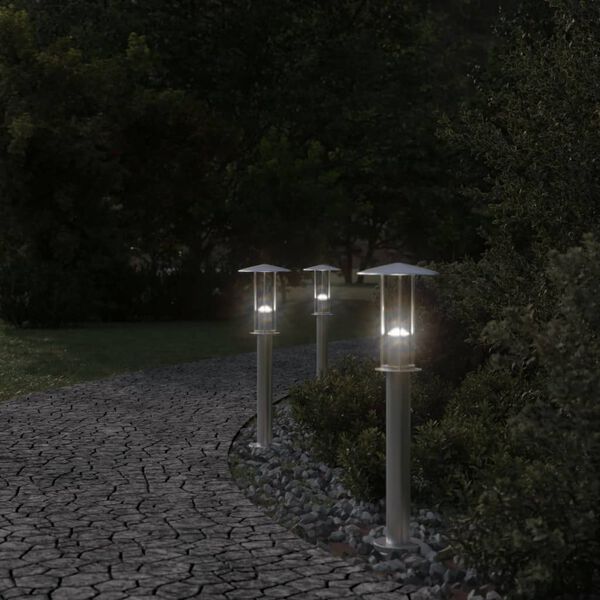 vidaXL Venkovní stojací lampa stříbrná 60 cm nerezová ocel