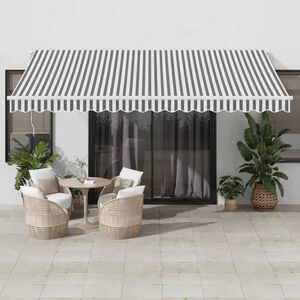 vidaXL Ručně zatahovac&iacute; mark&yacute;za antracitov&aacute; a b&iacute;l&aacute; 450 x 350 cm