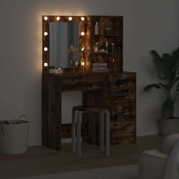 vidaXL Kosmetick&yacute; stůl 2 pcs Hněd&aacute; 50 x 41 x 135 cm Kompozitn&iacute; dřevo