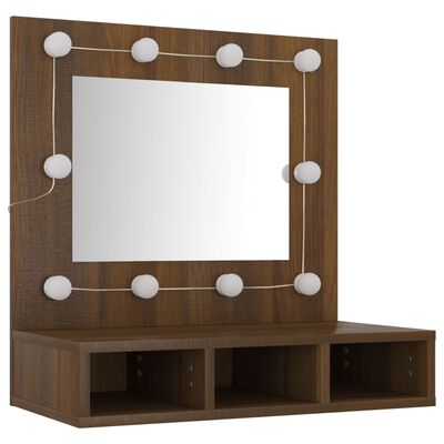 vidaXL Zrcadlová skříňka s LED hnědý dub 60 x 31,5 x 62 cm