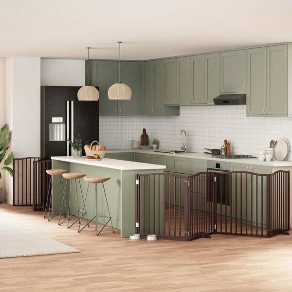 vidaXL Z&aacute;brana pro psy s dv&iacute;řky skl&aacute;dac&iacute; 12 panelů hněd&aacute; 960 cm topol