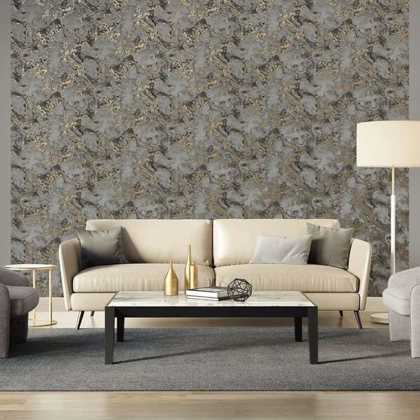 DUTCH WALLCOVERINGS Tapeta mramor &scaron;ed&aacute; a zlat&aacute;