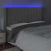 vidaXL Čelo postele s LED světle &scaron;ed&eacute; 203 x 16 x 118/128 cm samet