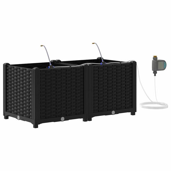 vidaXL Zahradn&iacute; pěstebn&iacute;k 2 pcs Čern&aacute; Ocel