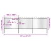 vidaXL Zahradn&iacute; plot s obloukem nahoře ocelov&yacute; 537 x 150 cm čern&yacute;