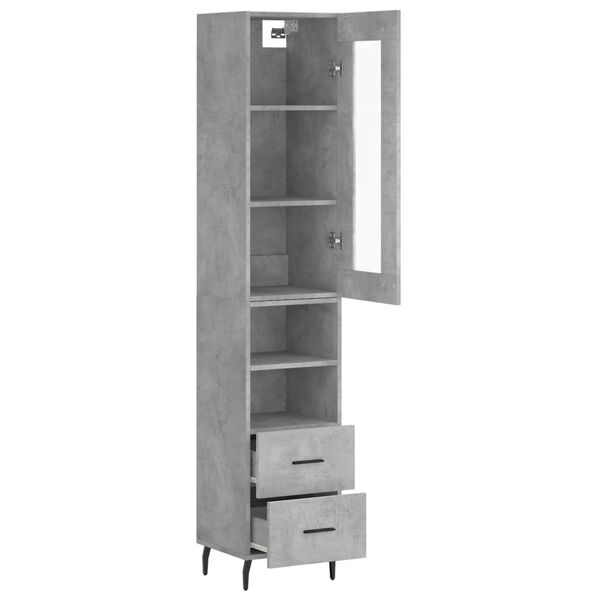 vidaXL Skříň highboard betonově šedá 34,5x34x180 cm kompozitní dřevo