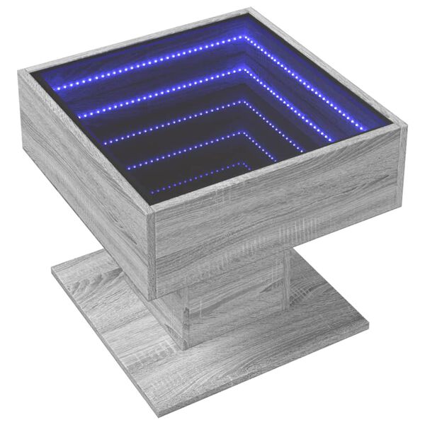 vidaXL Konferenčn&iacute; stolek s LED &scaron;ed&yacute; sonoma 50 x 50 x 45 cm kompozit