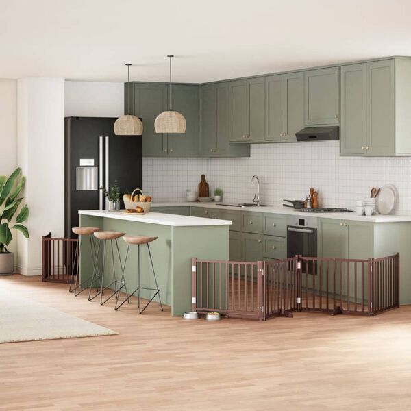 vidaXL Z&aacute;brana pro psy s dv&iacute;řky skl&aacute;dac&iacute; 12 panelů hněd&aacute; 960 cm topol