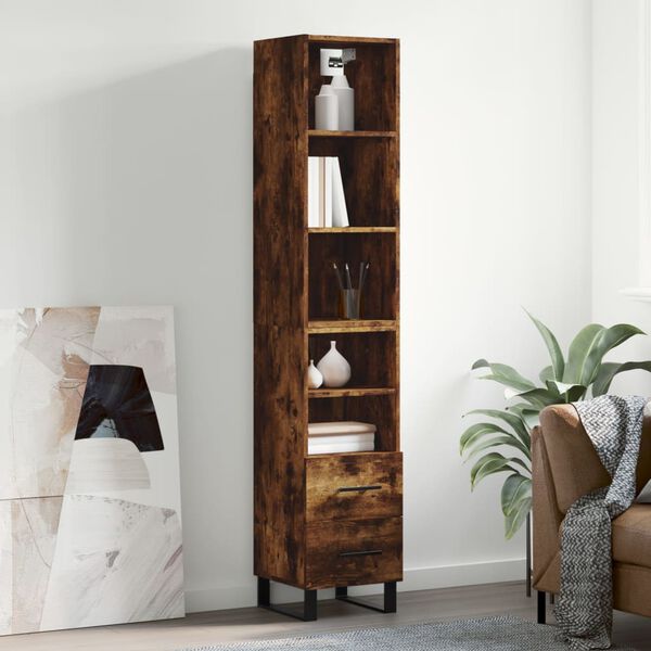 vidaXL Skř&iacute;ň highboard kouřov&yacute; dub 34,5 x 34 x 180 cm kompozitn&iacute; dřevo